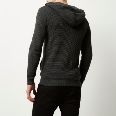Dark grey textured hoodie
